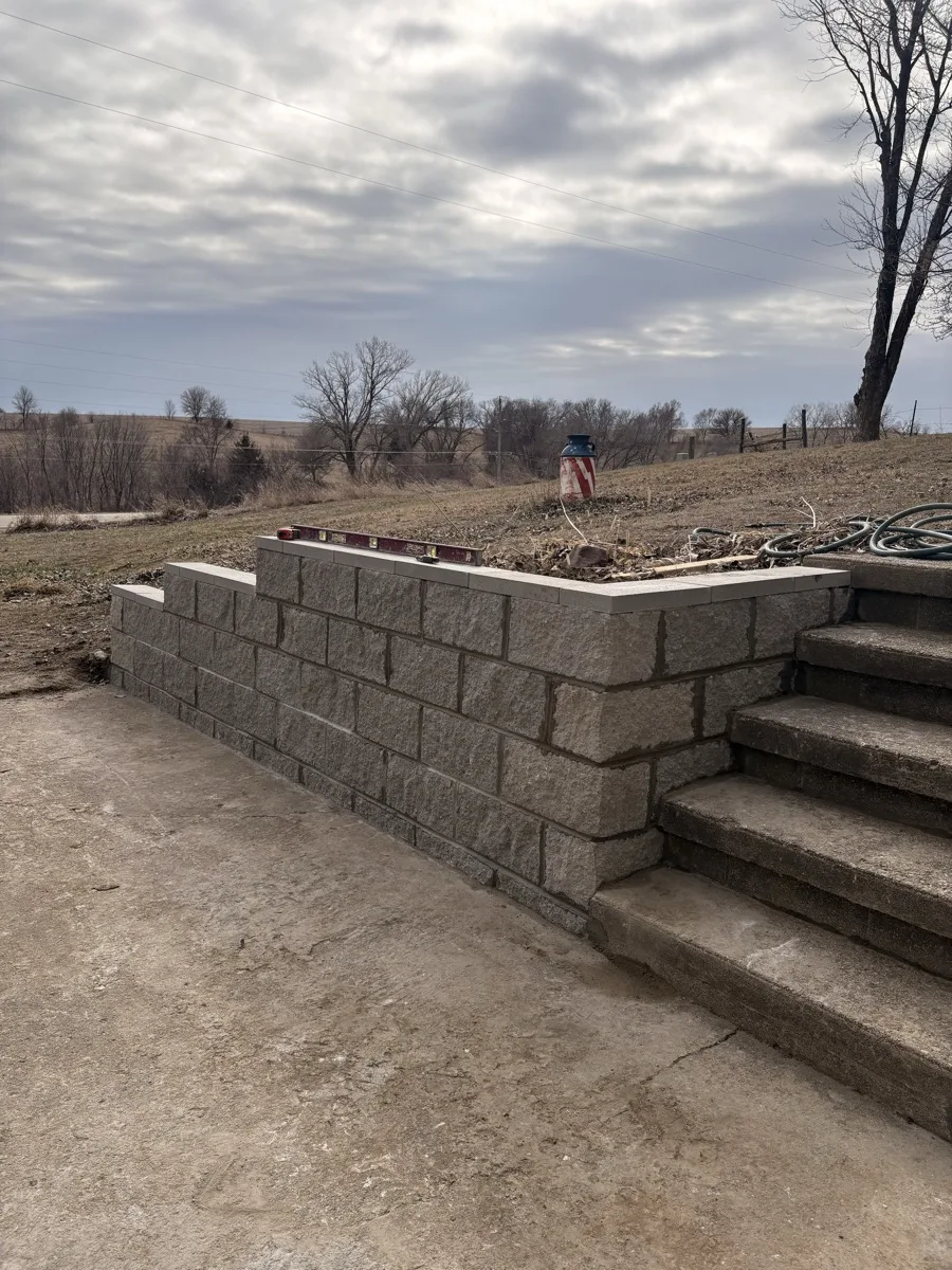Retaining wall repair and concrete steps Siouxland Iowa