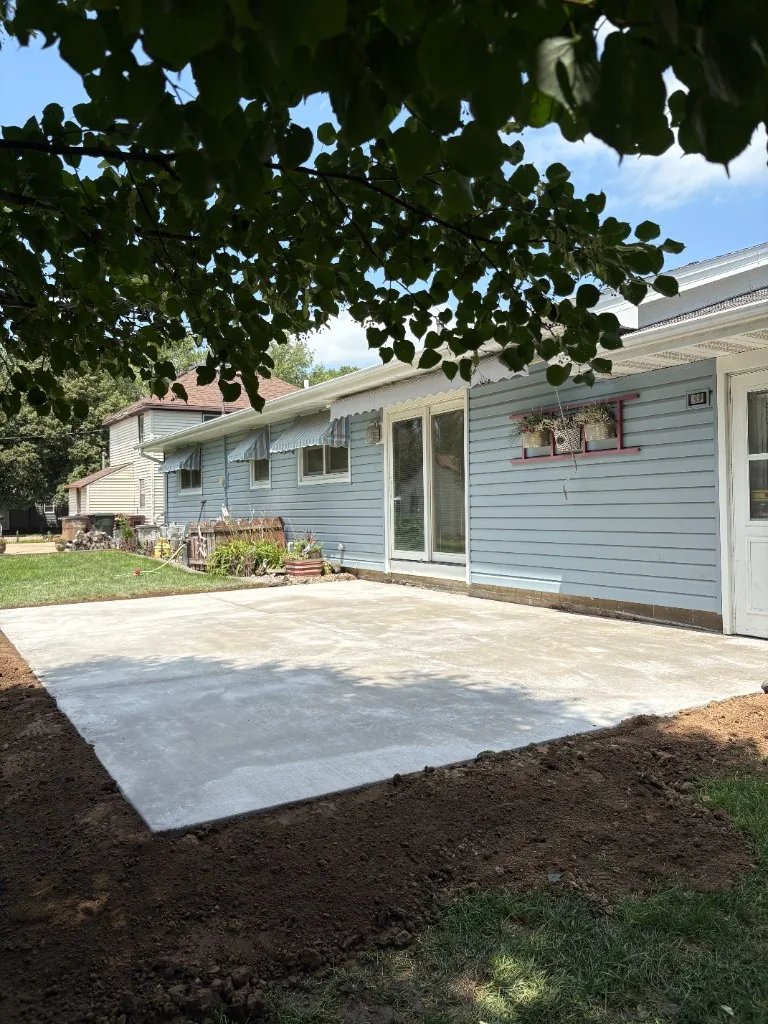 Custom concrete patio installation in Sioux City Iowa